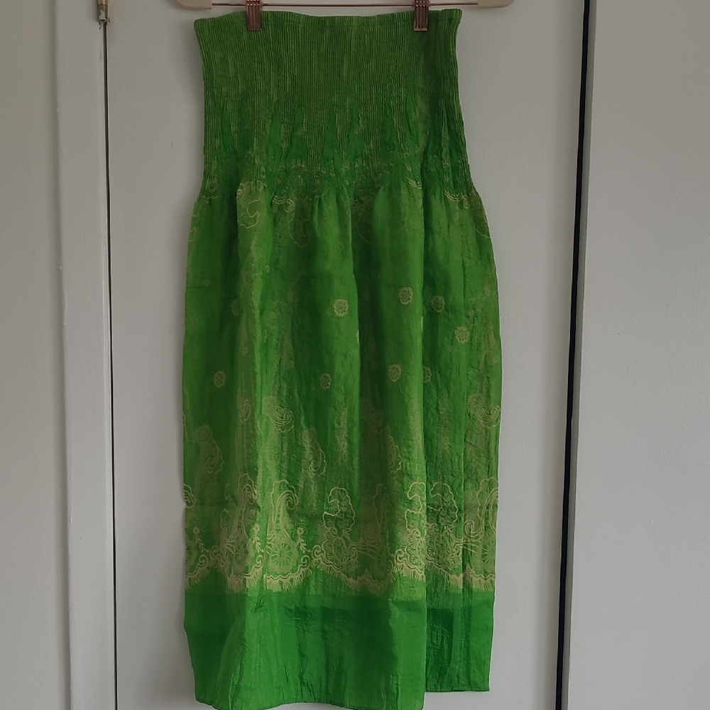 Lapis Strapless Green Dress